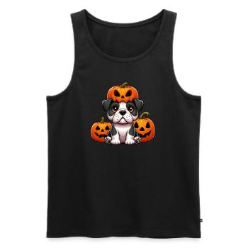 Lustige Halloween Kürbisse Bulldogge Helm Hut - Männer Premium Bio Tank Top - Schwarz - Vorne - Michal (187cm)