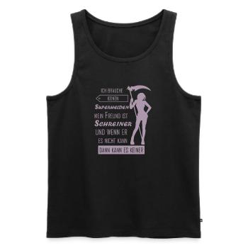 Schreiner Freundin Superheld Emilio Holzarbeiten - Männer Premium Bio Tank Top - Schwarz - Vorne - AI Model Male 178 light (178cm)