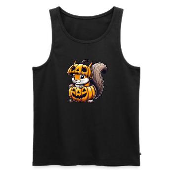 Mignon Halloween écureuil citrouille dessin animé - Débardeur bio Premium Homme - noir - Devant - Michal (187cm)