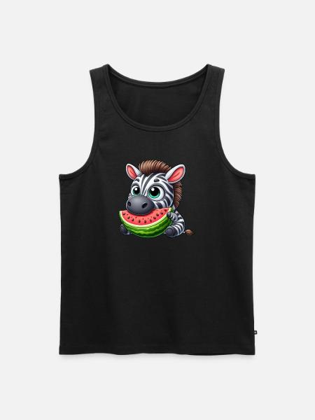 Zebra Watermelon Cartoon Summer Fruits - Men's Premium Organic Tank Top - black