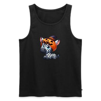 Cute Halloween Zebra Pumpkin Cartoon - Men's Premium Organic Tank Top - black - Front - Michal (187cm)