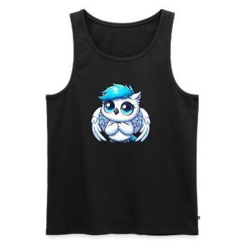 Cute snowy owl with blue eyes and wings - Men's Premium Organic Tank Top - black - Front - Michal (187cm)