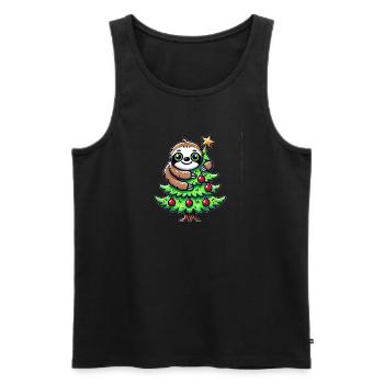 Funny Sloth Christmas Fir Whimsical - Men's Premium Organic Tank Top - black - Front - Michal (187cm)