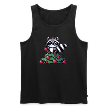 Skurriler lustiger Waschbär Weihnachtsbaum - Männer Premium Bio Tank Top - Schwarz - Vorne - AI Model Male 178 light (178cm)