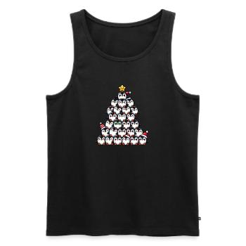 Pinguin Weihnachten lustiger Tannenbaum - Männer Premium Bio Tank Top - Schwarz - Vorne - Michal (187cm)