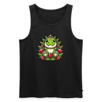 Mignon T-Rex Arbre de Noël Père Noël Dino - Débardeur bio Premium Homme - noir - Devant - Michal (187cm)