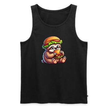 Süßes Faultier Hamburger Cheeseburger Fast Food Ca - Männer Premium Bio Tank Top - Schwarz - Vorne - Michal (187cm)