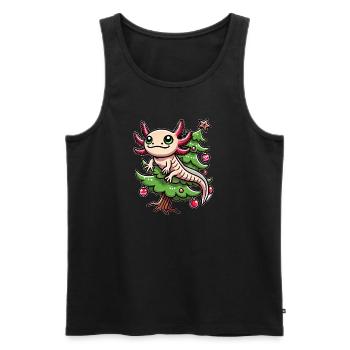 Mignon Axolotl Noël arbre de Noël style bande dessinée - Débardeur bio Premium Homme - noir - Devant - Michal (187cm)