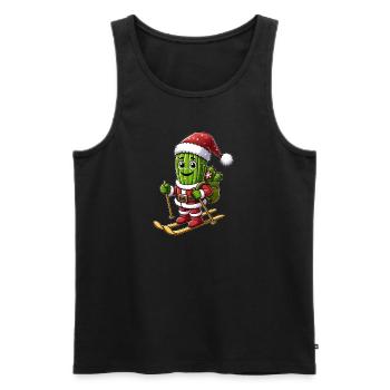 Christmas Cactus Skier Winter Sports - Men's Premium Organic Tank Top - black - Front - AI Model Male 178 light (178cm)