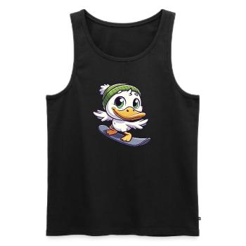 Funny Duck Snowboarder Cartoon Winter Sports - Men's Premium Organic Tank Top - black - Front - Michal (187cm)