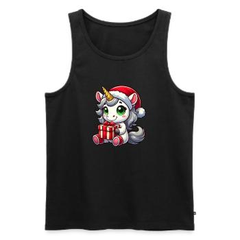 Weihnachtsmann mit Weihnachts-Einhorn - Männer Premium Bio Tank Top - Schwarz - Vorne - Michal (187cm)