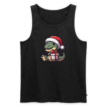 T-Rex de Noël Balancing Dino Santa Claus - Débardeur bio Premium Homme - noir - Devant - Michal (187cm)