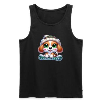 Mignon Beagle Snowboard Sports D’hiver Dessin Animé - Débardeur bio Premium Homme - noir - Devant - Michal (187cm)