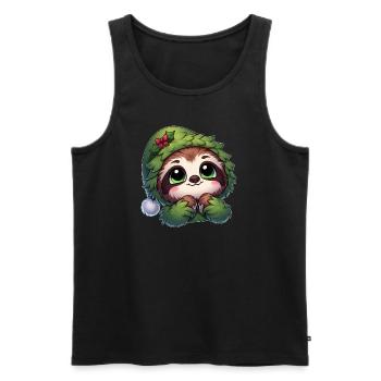 Drôle paresseux arbre de Noël Costume Dessin animé - Débardeur bio Premium Homme - noir - Devant - Michal (187cm)
