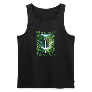 Hawaii rainbow waterfall lush forest - Men's Premium Organic Tank Top - black - Front - AI Model Male 178 light (178cm)