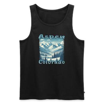 Aspen Hiver Ski Snowboard Vacances Grunge - Débardeur bio Premium Homme - noir - Devant - Michal (187cm)