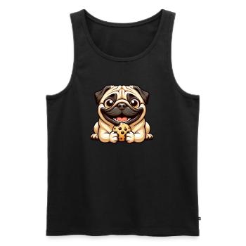 Cute Pug Cookie Cookies Cartoon Dessert Dog - Men's Premium Organic Tank Top - black - Front - Michal (187cm)