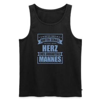 Starke Schale großes Herz Ehemann Vater - Männer Premium Bio Tank Top - Schwarz - Vorne - Michal (187cm)