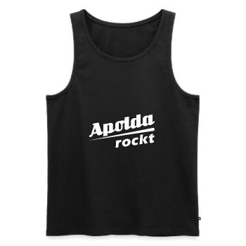 Apolda rockt - Textdesign mit Stadtnamen - Männer Premium Bio Tank Top - Schwarz - Vorne - Michal (187cm)