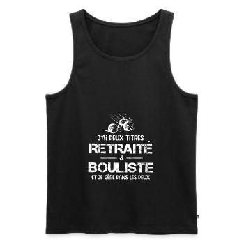 Retraité bouliste retraite pétanque cadeau drôle - Débardeur bio Premium Homme - noir - Devant - Michal (187cm)