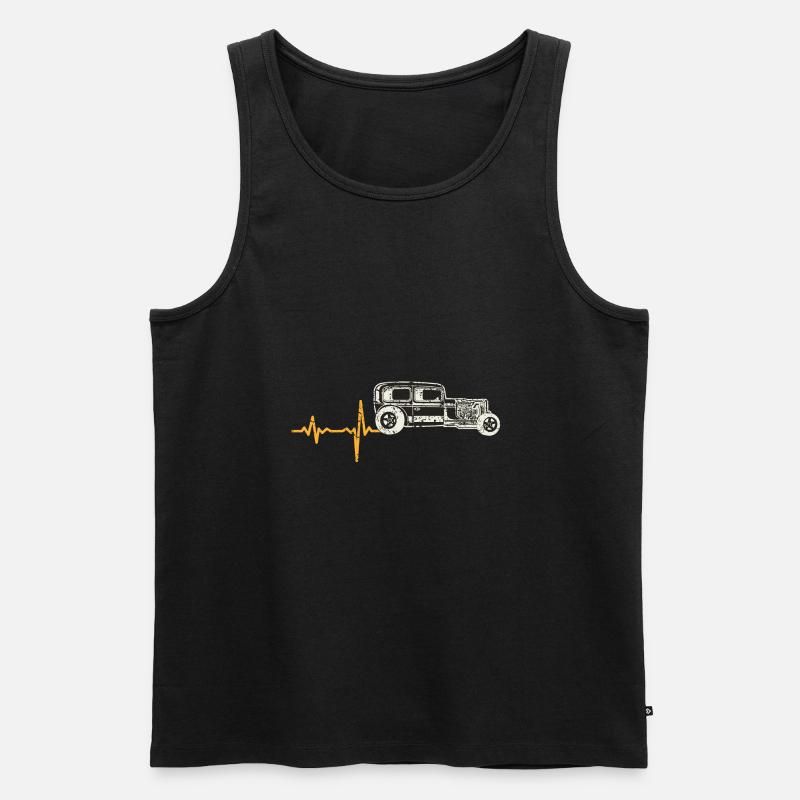 Geschenk Heartbeat Oldtimer - Männer Premium Bio Tank Top - Schwarz