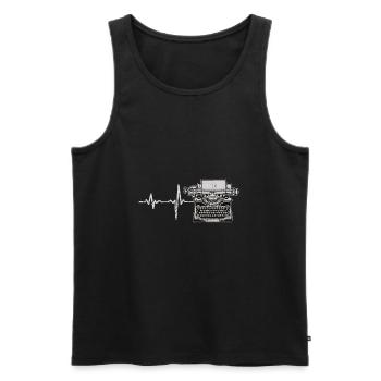 Cadeau machine à écrire Heartbeat - Débardeur bio Premium Homme - noir - Devant - AI Model Male 178 light (178cm)