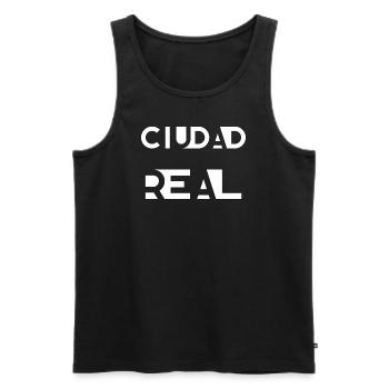 CIUDAD REAL – Castille-La Manche – Espagne - Débardeur bio Premium Homme - noir - Devant - AI Model Male 178 light (178cm)