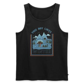 Junge mag Wintersaison Gemütliche Schneelandschaft - Männer Premium Bio Tank Top - Schwarz - Vorne - AI Model Male 178 light (178cm)