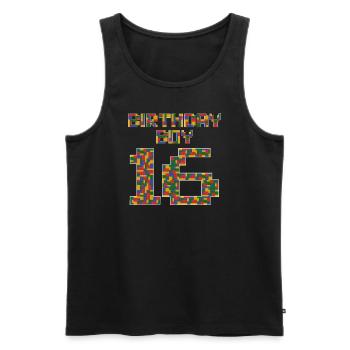 Mignon 16th Birthday Gift 16 ans bâtiment en bloc - Débardeur bio Premium Homme - noir - Devant - Michal (187cm)