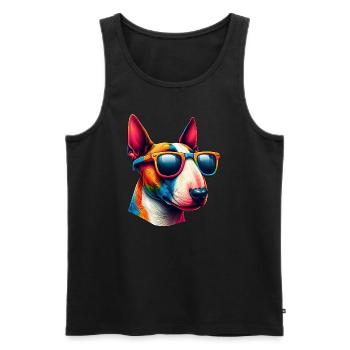 Colorfull Bull Terrier Wearing Sunglasses - Men's Premium Organic Tank Top - black - Front - Michal (187cm)