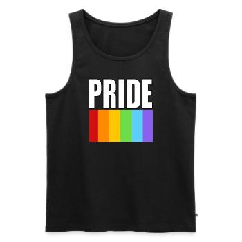 Pride Regenbogenflagge sauberes Design mit fettem Text - Männer Premium Bio Tank Top - Schwarz - Vorne - AI Model Male 178 light (178cm)