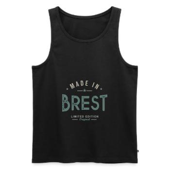 MADE IN BREST cadeau pour les bretons - Débardeur bio Premium Homme - noir - Devant - AI Model Male 178 light (178cm)