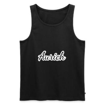 Aurich - Textdesign mit Stadtnamen - Männer Premium Bio Tank Top - Schwarz - Vorne - Michal (187cm)