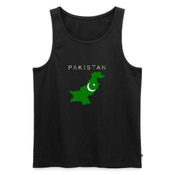Drapeau de la carte du Pakistan - Débardeur bio Premium Homme - noir - Devant - AI Model Male 178 light (178cm)