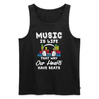Music is Lifes - Männer Premium Bio Tank Top - Schwarz - Vorne - AI Model Male 178 light (178cm)