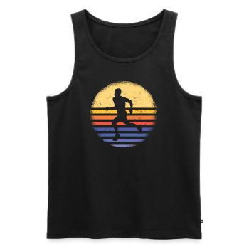 Sport Retro Sunset Running - Männer Premium Bio Tank Top - Schwarz - Vorne - Michal (187cm)