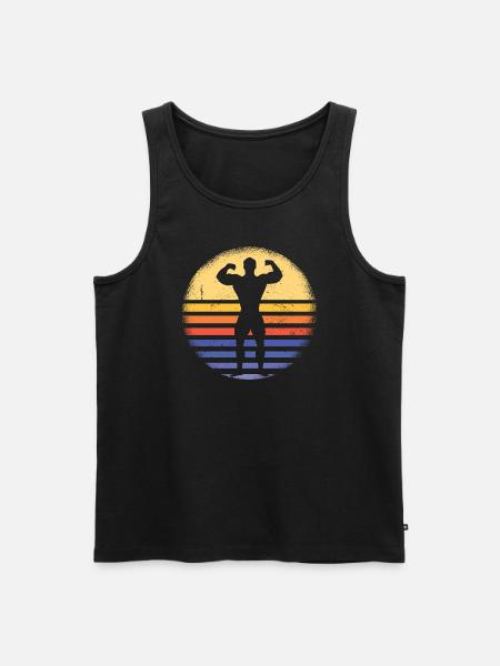 Sport Retro Sunset Bodybuilding - Men's Premium Organic Tank Top - black