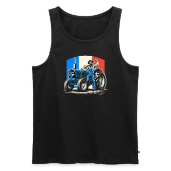 Agriculteur français en colère - Débardeur bio Premium Homme - noir - Devant - Michal (187cm)