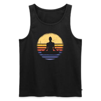 Yogi Retro Sunset Yoga - Men's Premium Organic Tank Top - black - Front - Michal (187cm)
