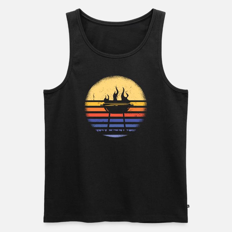Griller Retro Sunset Grilling - Männer Premium Bio Tank Top - Schwarz