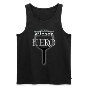 Héros de la cuisine - Débardeur bio Premium Homme - noir - Devant - Michal (187cm)