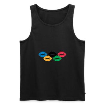 Lips - Men's Premium Organic Tank Top - black - Front - Michal (187cm)