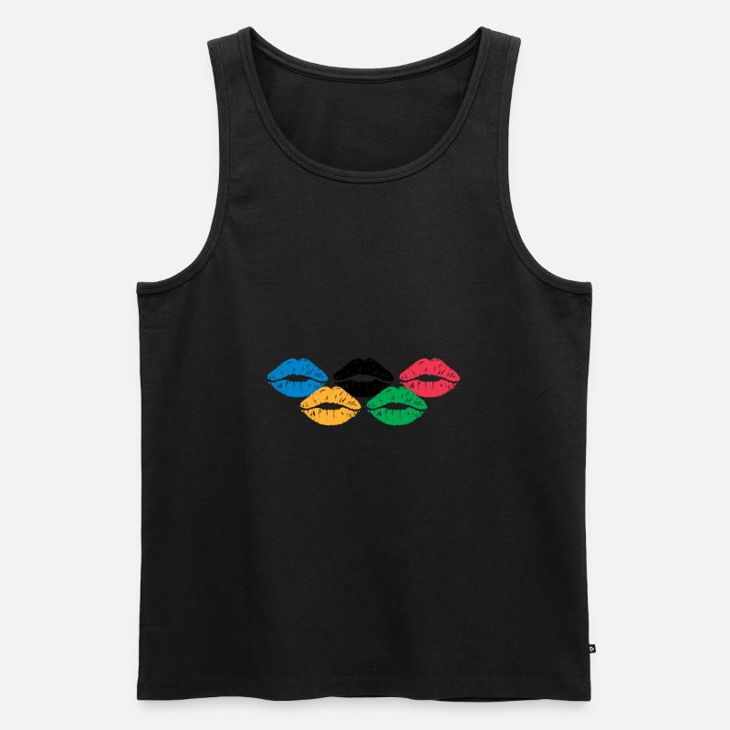 Lippen - Männer Premium Bio Tank Top - Schwarz