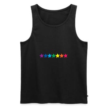 Horizontale Regenbogensterne - Männer Premium Bio Tank Top - Schwarz - Vorne - AI Model Male 178 light (178cm)