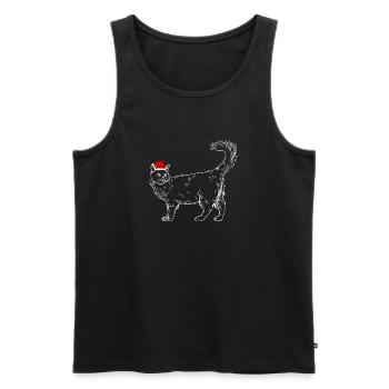 Chat de Noël - Débardeur bio Premium Homme - noir - Devant - AI Model Male 178 light (178cm)