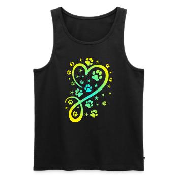 Herz mit Pfötchen und Sternen - Männer Premium Bio Tank Top - Schwarz - Vorne - AI Model Male 178 light (178cm)