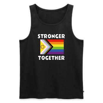 Gemeinsam stärker inklusive Queer Pride-Flagge - Männer Premium Bio Tank Top - Schwarz - Vorne - AI Model Male 178 light (178cm)