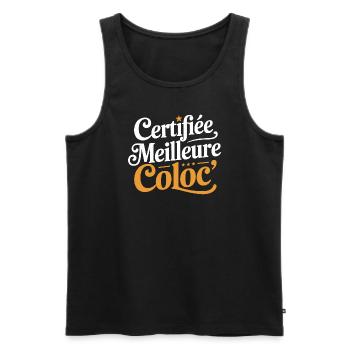 Certifiée meilleure coloc' - Débardeur bio Premium Homme - noir - Devant - AI Model Male 178 light (178cm)