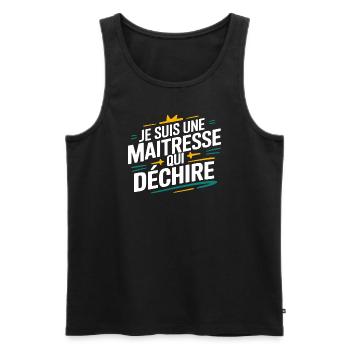 Je suis une maîtresse qui déchire - Débardeur bio Premium Homme - noir - Devant - AI Model Male 178 light (178cm)