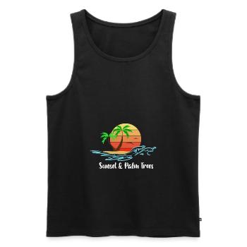 sunset & palm trees - Männer Premium Bio Tank Top - Schwarz - Vorne - Michal (187cm)